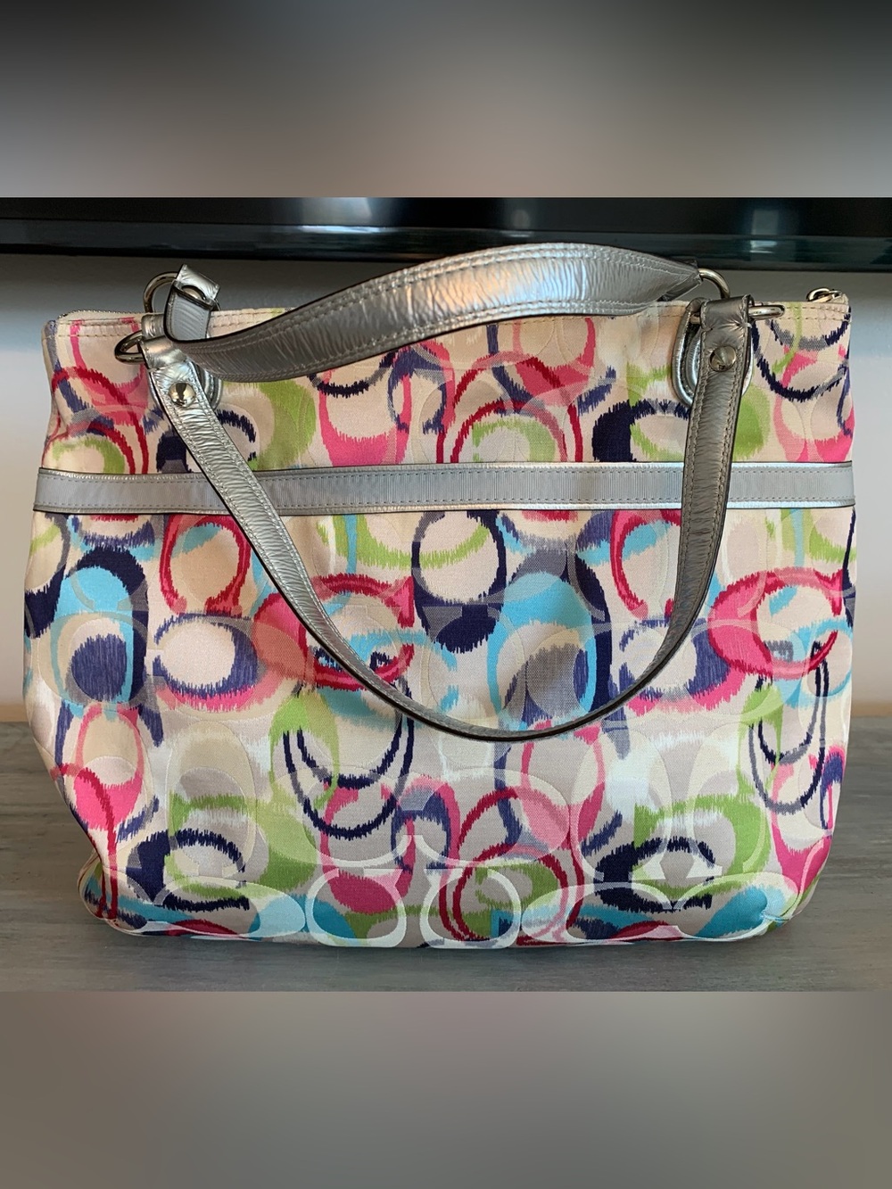 Coach bag purse Multicolor C logo shoulder bag tote designer discontinued y2k - Picture 3 of 12